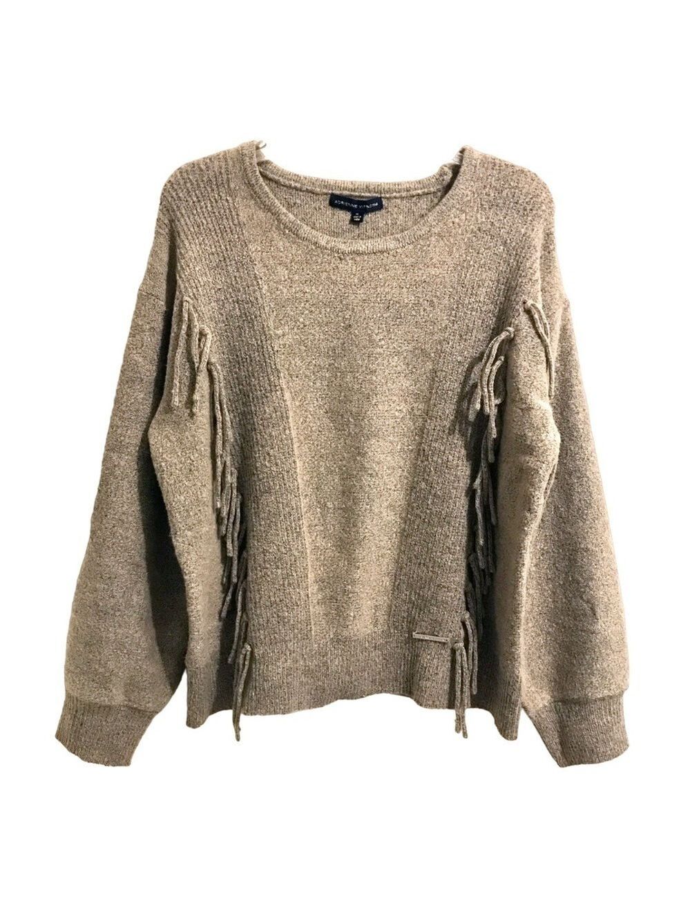 Adrienne Vittadini XL Fringe on Front, Crew Neck Sweater